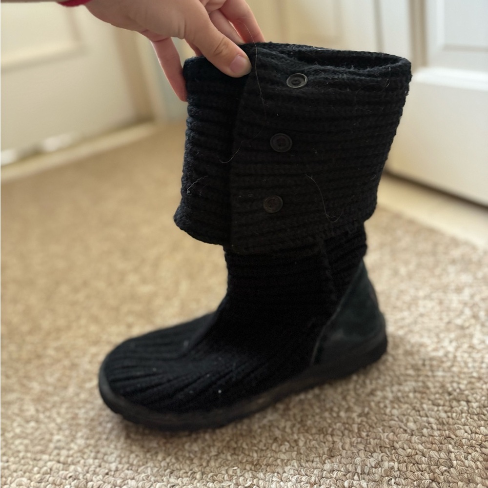 UGG Black Knit Ankle Boots